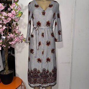 Tacera Gray V-Neck Bell Sleeve Sundress